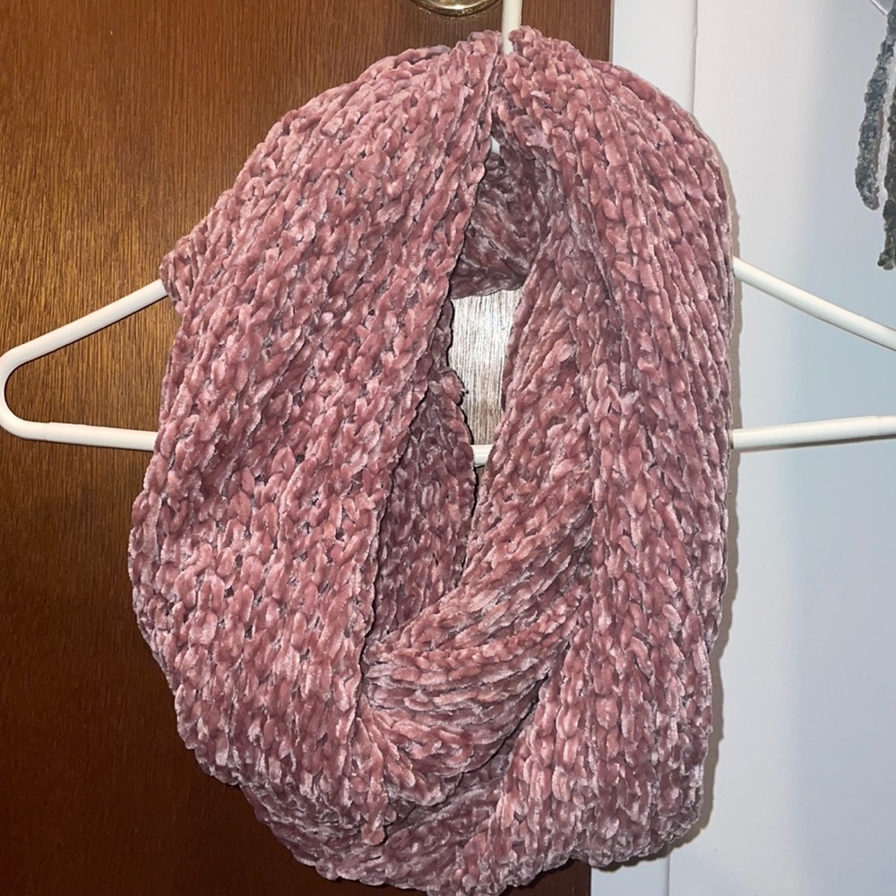 Pink fuzzy scarf